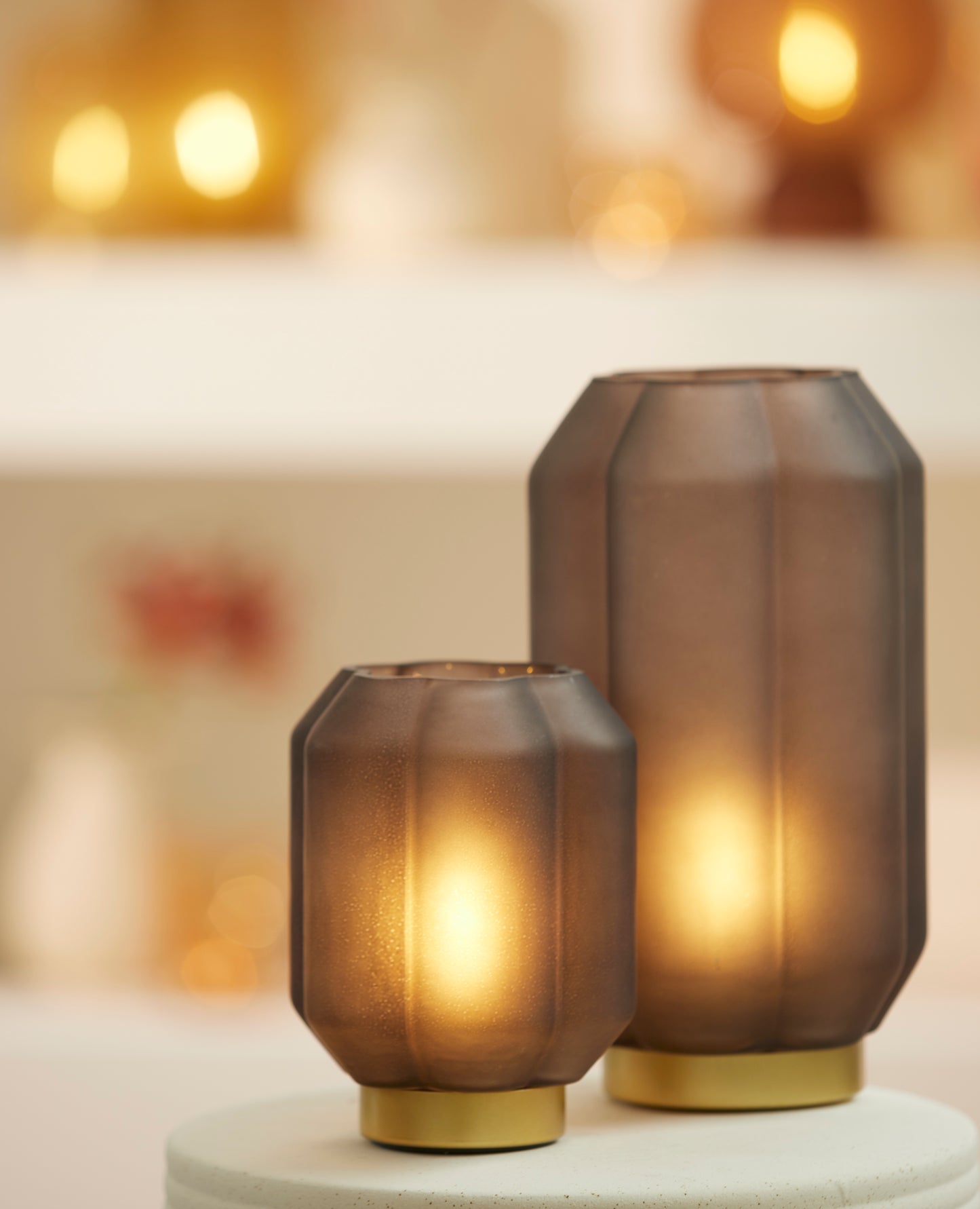 Radiance LED Lamp - Matt Brown & Gold - 27 cm