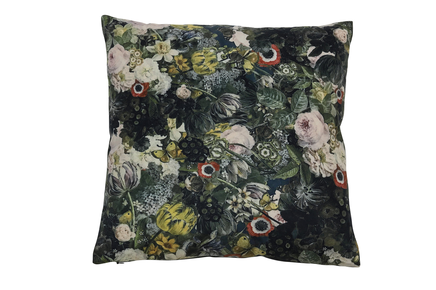 Lush Bloom Flowers Velvet Cushion