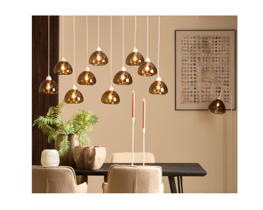 Amber Glisten Glass Ceiling Lights (Set of 10) Glass Brown + Sand