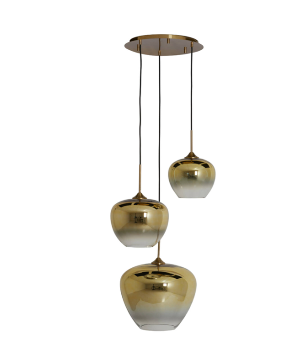Jessica Ceiling Light – Glass Gold-Clear + Gold (3 Lights)