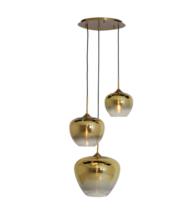 Jessica Ceiling Light – Glass Gold-Clear + Gold (3 Lights)