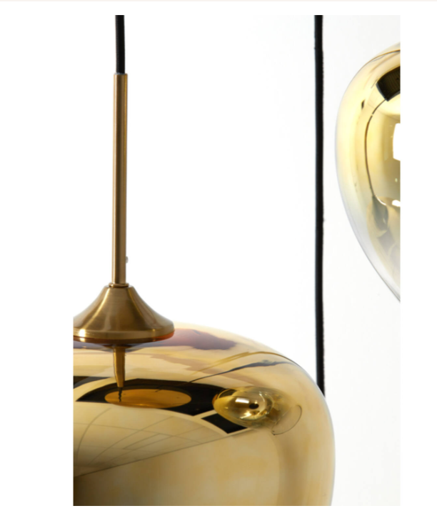 Jessica Ceiling Light – Glass Gold-Clear + Gold (3 Lights)