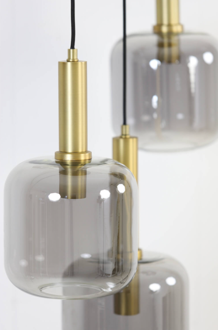 Smokey Glow 5-Light Ceiling Fixture - Antique Bronze & Smoked Glass