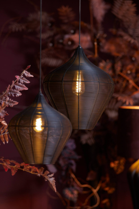 Varo Lighting Set of 3 Iron Hanging Ceiling Lights in Black