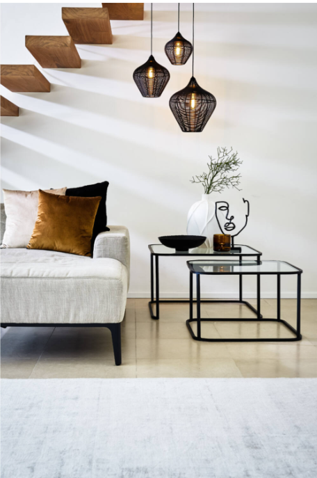 Varo Lighting Set of 3 Iron Hanging Ceiling Lights in Black