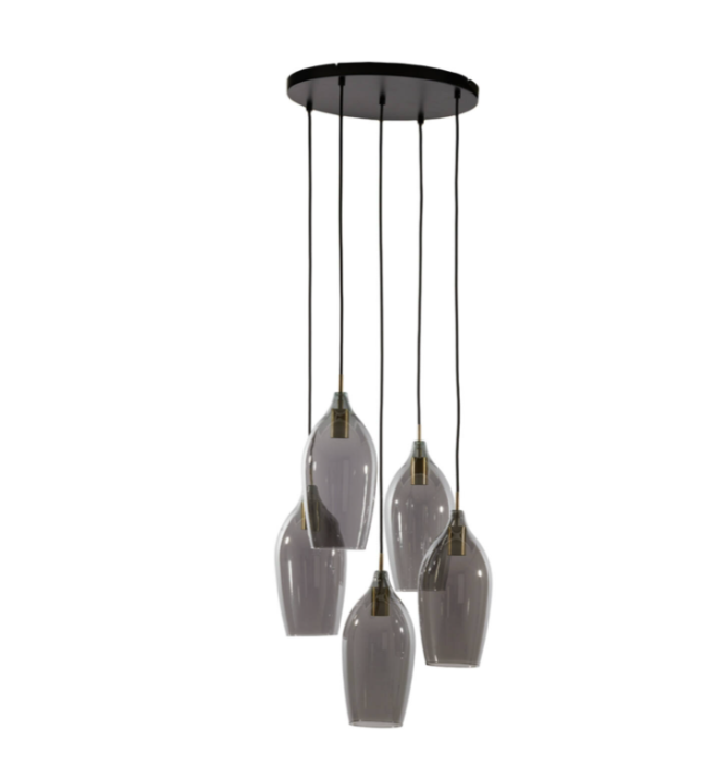 Willow Ceiling Light – Antique Bronze + Smoked Glass (Set of 5)