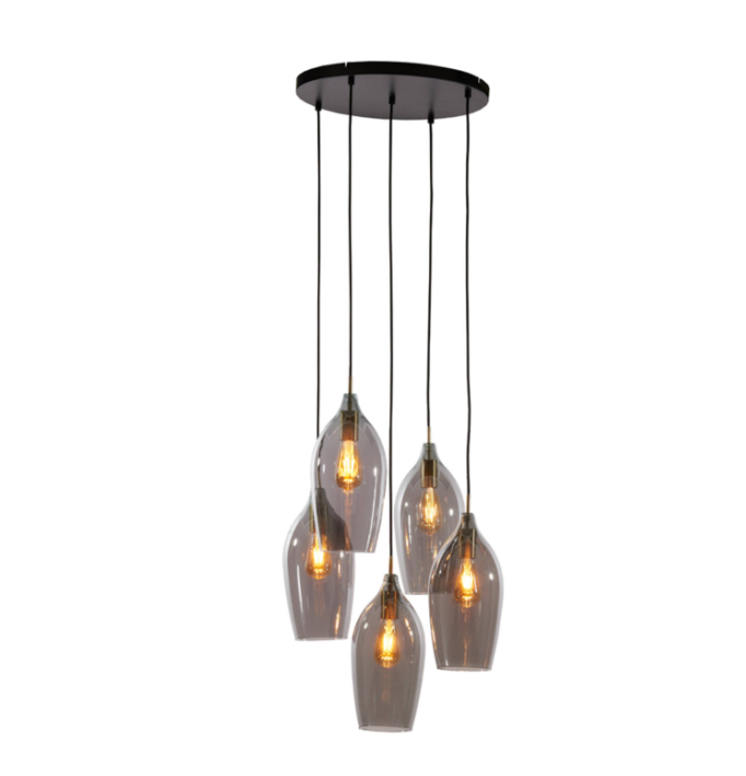 Willow Ceiling Light – Antique Bronze + Smoked Glass (Set of 5)