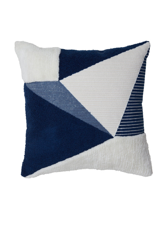 Woven Waves - Textured Blue & White Cushion