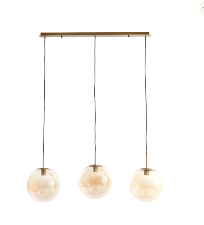Pearl Ceiling Light – Glass Amber + Gold (Set of 3)