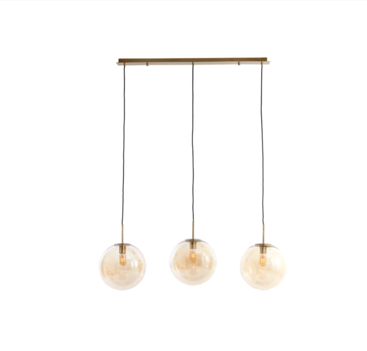 Pearl Ceiling Light – Glass Amber + Gold (Set of 3)