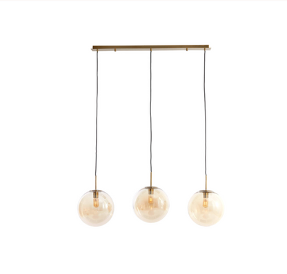 Pearl Ceiling Light – Glass Amber + Gold (Set of 3)